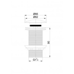 Luxe lange clickwaste 9cm 5/4" chroom