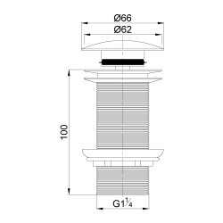 UniMatch clickwaste afvoerplug verlengd 5/4" chroom