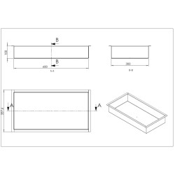 Demis inbouwnis 60 x 30 x 10 cm RVS