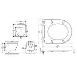 Vesta wandcloset rimless bidetkraan koud Flatline zitting mat wit