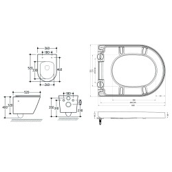 Vesta wandcloset rimless bidetkraan warm koud Vesta zitting mat wit