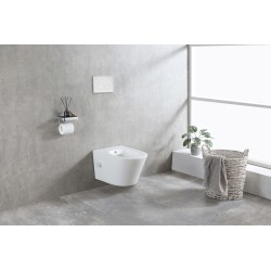 Vesta wandcloset rimless met bidetkraan warm en koud water mat wit