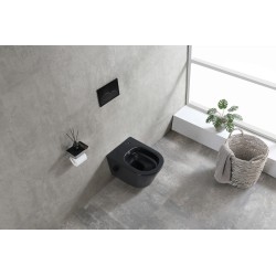 Vesta wandcloset rimless met bidetkraan warm en koud water mat zwart