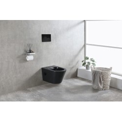 Vesta wandcloset rimless met bidetkraan koud water mat zwart