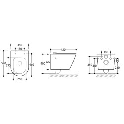 Vesta wandcloset rimless met bidetkraan koud water mat wit