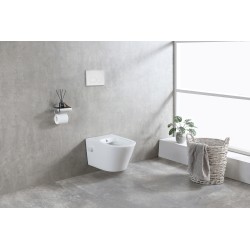 Vesta wandcloset rimless met bidetkraan warm en koud water glans wit