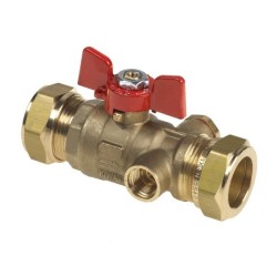 BONFIX Kogelstopkraan 22 x 22 mm knel met aftap met vlinder
