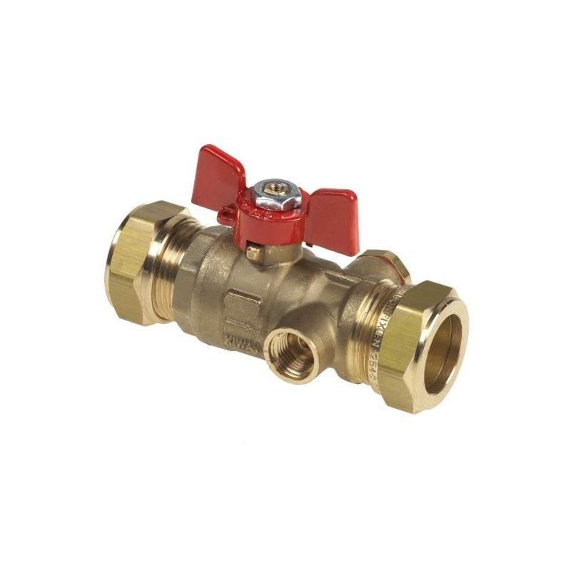 BONFIX Kogelstopkraan 22 x 22 mm knel met aftap met vlinder