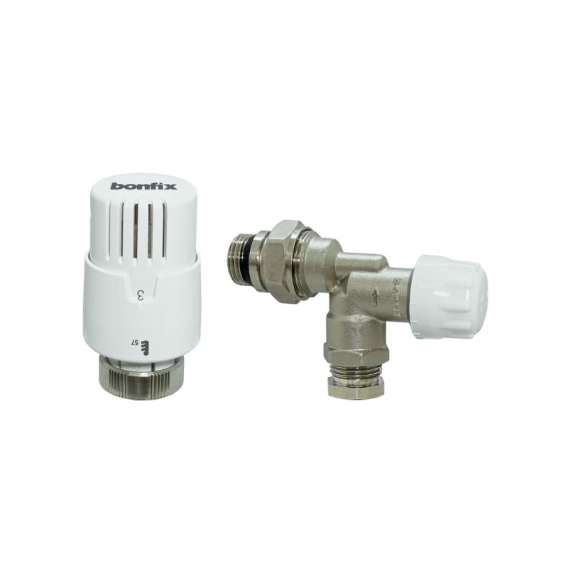 BONFIX Radiatorventiel 15 x 1/2" haaks verkeerd + thermostaatkop
