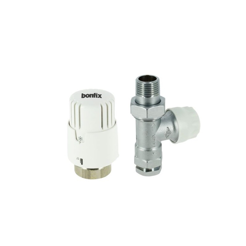 BONFIX Radiatorventiel 15 x 1/2" recht + thermostaatkop