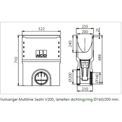 ACO Multiline Sealin V200S Vuilvanger Ø160/200 T0 L500