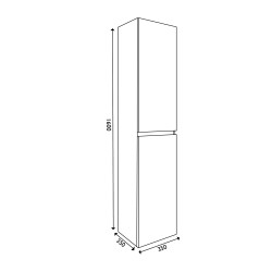 Vision kolomkast 2 deuren 160x35x35 cm glans wit