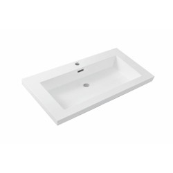 Vision wastafel enkel met 1 kraangat 80x46x5,5cm kunstmarmer glans wit