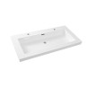 Vision wastafel enkel met 2 kraangaten 100x46x5,5 kunstmarmer glanswit