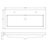 Vision wastafel enkel met 2 kraangaten 100x46x5,5 kunstmarmer glanswit