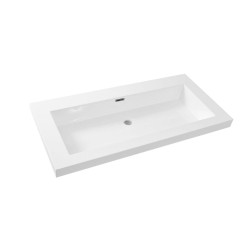 Vision wastafel enkel zonder kraangat 100x46x5,5cm kunstmarmer gl.wit