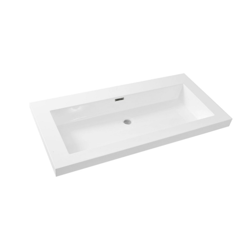 Vision wastafel enkel zonder kraangat 100x46x5,5cm kunstmarmer gl.wit