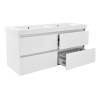 Vision wastafel dubbel 2 kraangaten 120x46x5,5 cm kunstmarmer glanswit