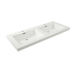 Vision wastafel dubbel 2 kraangaten 120x46x5,5 cm kunstmarmer glanswit