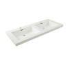 Vision wastafel dubbel 2 kraangaten 120x46x5,5 cm kunstmarmer glanswit