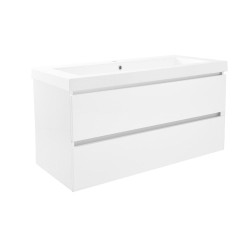 Vision wastafel enkel met 1 kraangat 100x46x5,5cm kunstmarmer glanswit
