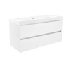 Vision wastafel enkel met 1 kraangat 100x46x5,5cm kunstmarmer glanswit