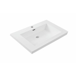 Vision wastafel enkel met 1 kraangat 60x46x5,5cm kunstmarmer glans wit