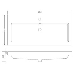 Vision wastafel enkel met 1 kraangat 100x46x5,5cm kunstmarmer glanswit