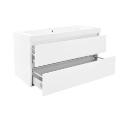 Vision wastafel enkel met 1 kraangat 100x46x5,5cm kunstmarmer glanswit