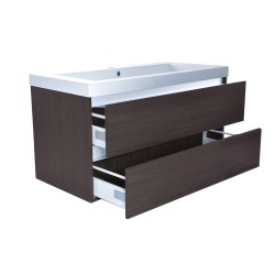 Vision wastafel enkel met 1 kraangat 100x46x5,5cm kunstmarmer glanswit