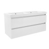 Vision wastafel dubbel 2 kraangaten 120x46x5,5 cm kunstmarmer glanswit
