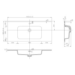 Ribbella wastafel 100 cm kunstmarmer mat zwart