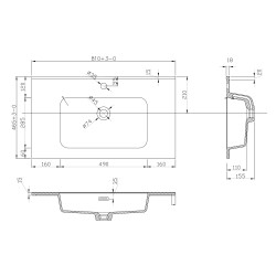 Ribbella wastafel 80 cm kunstmarmer mat zwart
