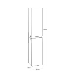 Sephia kolomkast 140x30x25cm mat wit