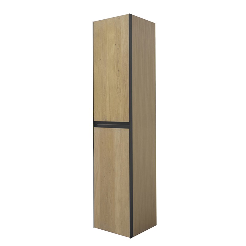 Lotus kolomkast met 2 deuren 35 cm naturel eik/mat zwart
