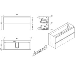 Shall onderkast 100 x 36 cm houtnerf grijs