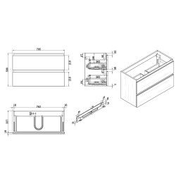 Shall onderkast 80 x 36 cm houtnerf grijs