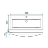 Flag wastafel enkel met 1 kraangat 60x36x4 cm kunstmarmer glans wit