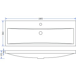 Flag wastafel enkel met 1 kraangat 100x36x4 cm