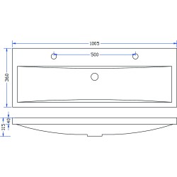 Flag wastafel enkel met 2 kraangaten 100x36x4 cm kunstmarmer glans wit