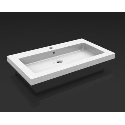 Kera wastafel enkel met 1 kraangat 60x46x5 cm keramiek glans wit