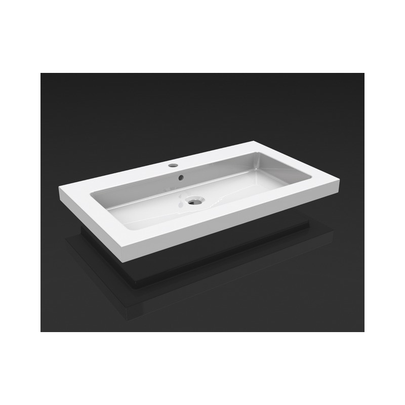 Kera wastafel enkel met 1 kraangat 60x46x5 cm keramiek glans wit