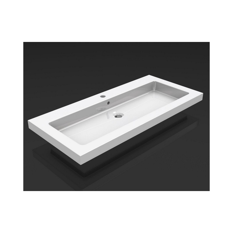 Kera wastafel enkel met 1 kraangat 100x46x5 cm keramiek glans wit