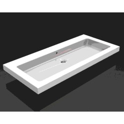 Kera wastafel enkel zonder kraangat 100x46x5 cm keramiek glans wit