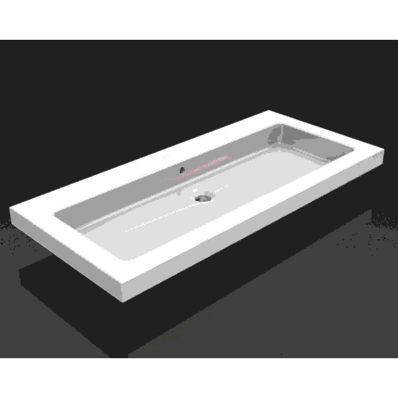 Kera wastafel enkel zonder kraangat 100x46x5 cm keramiek glans wit