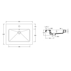 Kera wastafel enkel met 1 kraangat 60x46x5 cm keramiek glans wit