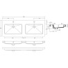 Kera wastafel dubbel met 2 kraangaten 120x46x5 cm keramiek glans wit