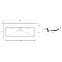 Kera wastafel enkel zonder kraangat 100x46x5 cm keramiek glans wit