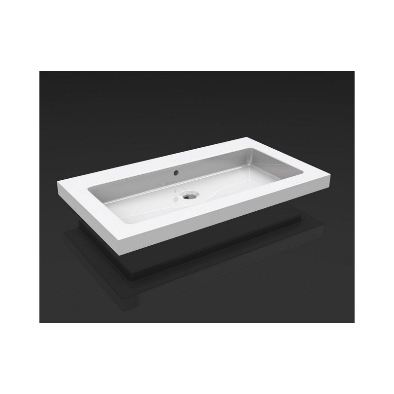 Kera wastafel enkel zonder kraangat 80x46x5 cm keramiek glans wit