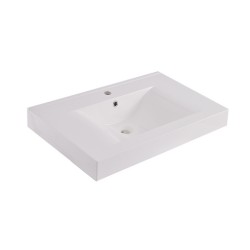 Tigris wastafel enkel met 1 kraangat 60x46x8 cm kunstmarmer glans wit